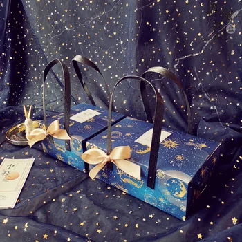 Nový rok 2021 ručné darčeka hviezda vzor mesiac cake box balenie Baby Sprcha Narodeninovej Party Dodávky darčeková krabička balenie
