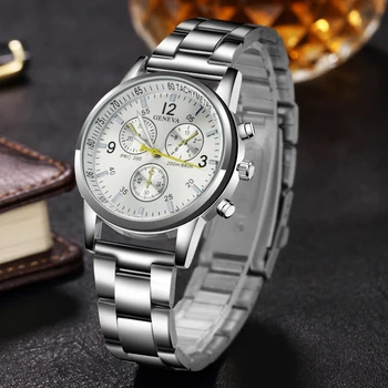 2020 Nové pánske hodinky top luxusné značky ŽENEVE Nehrdzavejúcej ocele pás Módne muž hodín Business Quartz hodinky dizajnér čas