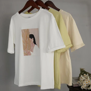 Paríž Dievča Tlač T-Shirts Letné Topy Žena Harajuku Grafické Tees Módny Charakter Krátky Rukáv Kolo Krku Biele Topy