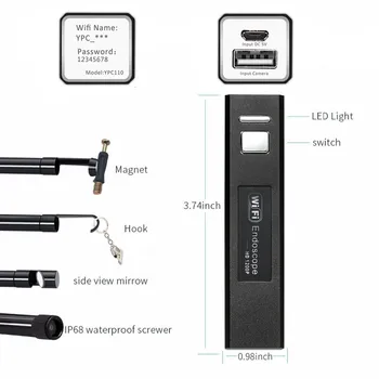 KERUI 1200P WIFI Endoskopu Fotoaparát Vodotesný, Inšpekčné Kamery USB Pevný Mäkké 7M Drôt Endoskopu Borescope Pre PC Android IOS