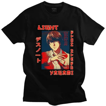 Štýlové Pánske Light Yagami Death Note, T-Košele, Krátke Rukávy Bavlnené Tričko Grafické T-shirt Manga, Anime Tee Topy Oblečenie Merch