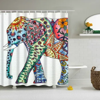 Zvieratá Afriky 3D Slon Vytlačené Kúpeľňa so Sprchou Záclony Frabic Nepremokavé Polyesterové Vaňa Záves S Háčikmi