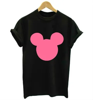 Myš hlavu vytlačené košele Ženy tumblr t-shirts Bavlna Bežné Vtipné Tričko grafické Tees Top Lumbálna módne oblečenie