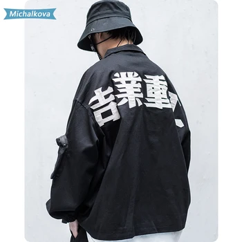 2020 Hip Hop Streetwear Cargo Bundy Muži Ženy Harajuku Japonský Outdoorové Bundy Čínske Písmeno Výšivky Coats michalkova