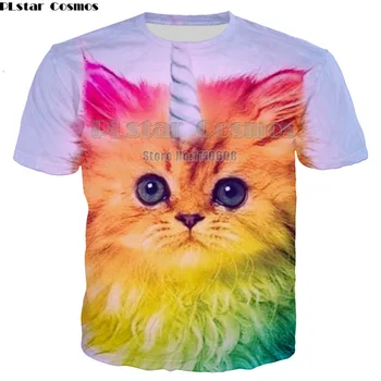 Najnovšie letné 3D kreslených mačka vytlačené ženy t-shirts bežné muži móda tričko s krátkym rukávom farebné femme topy veľké veľkosť