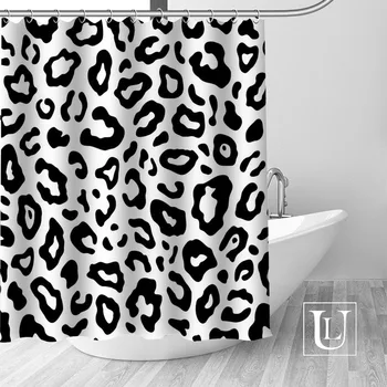 Veľký výpredaj Nové Vlastné Leopard Moderný Sprchový Záves s Háčikmi kúpeľňa Nepremokavé Polyesterové Tkaniny
