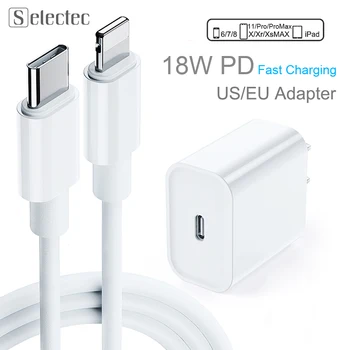 PD Rýchle Nabíjanie 18W 9V/2A USB-Typ C-C Lightning Kábel, Nabíjací Adaptér Pre iPhone 11, 11Pro, Max XS iPad Mini Pro Vzduchu