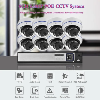Gadinan Detekcia Tváre 8CH 5MP NVR CCTV Security Kit Systém POE Audio Záznam Dome Vonkajšie POE IP Kamera kamerový Set
