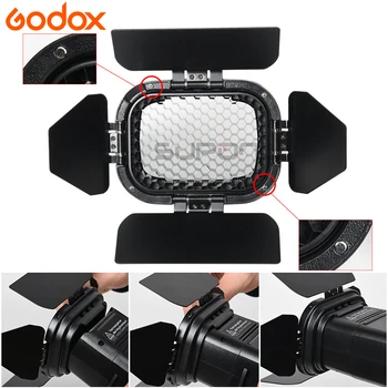 Godox BD-07 Stodola Dvere s Odnímateľnou Honeycomb siete a 4 Farebné Filtre pre Godox AD200 Vrecku Speedlite Flash Hlavu