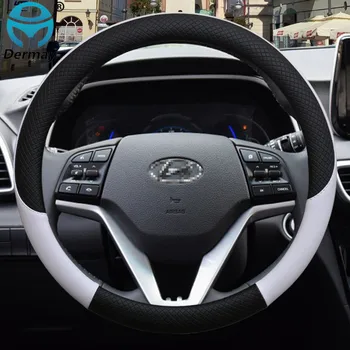 DERMAY Značky Kože Auto Volant, Kryt Anti-slip na Hyundai elantra santa fe Auto Príslušenstvo