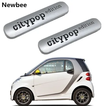 Newbee 2 ks Auto Nálepky 3D citypop edition Kovové Znak Odznak Spätné Zrkadlo Univerzálne Dekorácie Pre Benz, Smart Fortwo Brabus