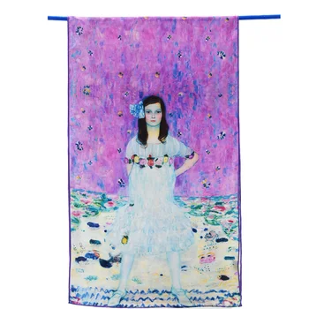 Úplne Nový Hodváb Šatku Foulard Šatka na krk Dlhý Veľké Šály Pashmina Slečna Hidžáb Gustav Klimt je Umenie Šatku Tlačené Dizajn Fialová