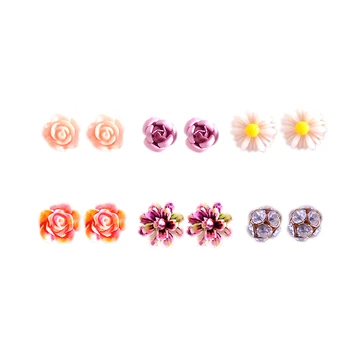 Horúce nové módne dámske šperky dievča narodeninovej party krásne fialový kvet tvarované ucho nechtov vyhovovali ružové náušnice agent doprava