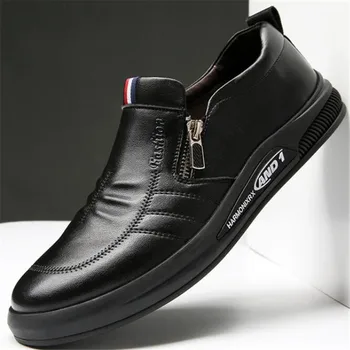 Nové módne bežné kožené topánky pánske nastaviť nohu neviditeľné zvýšiť 6TYP zapatos de hombre pánske mokasíny mens topánky štýl