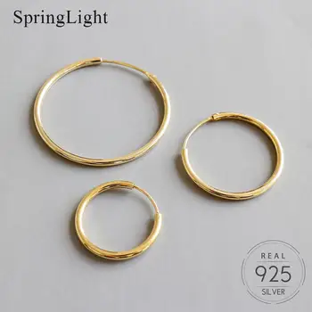 Springlight Minimalistický 18K Zlata Geometrie Kruhové Hoop Náušnice Jednoduché Populárne 925 Sterling Silver Robustný Obruče Unisex Náušnice