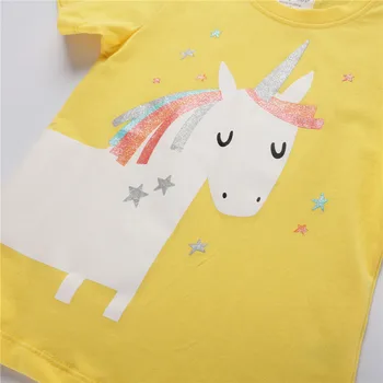 Deti, Oblečenie pre Dievčatká Letné tričko Cartoon Jednorožec Zvierat Deti Bavlna Roztomilý Kreslený Tees pre Dievčatá, Baby, Batoľa, Topy