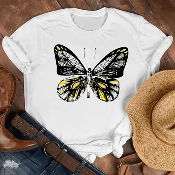 Ženy Lady Cartoon Motýľ Suflower 2020 Jeseň Jeseň Roztomilý Tričko Oblečenie Tričko Tričko Dámske Top Žena Tlačiť T Grafické T-shirt
