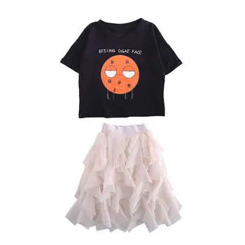 Detské Oblečenie Dievčatá Šaty Letné Nastaviť 2020 Nové Bavlna Krátky Rukáv T-Shirt Dievča Čipky Šaty, Letné Šaty Pre Dievčatá