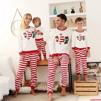 2020 novú Rodinu Zodpovedajúce Vianočné Pyžamo Súpravy s Dlhým Rukávom Bavlna Otec, Matka, Dcéra, Syn Zodpovedajúce Oblečenie Vianočné Pyžama
