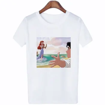 Camisetas Verano Mujer Letnej Móde Print T Shirt Harajuku Ulzzang Cartoon Zábavnej Princezná Tričko Streetwear Gotický Lumbálna T-shirt