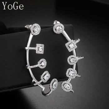 YoGe vyhlásenie Svadobné&Party Šperky pre Ženy,zbrusu nový AAA CZ fantázie kamene symetrické dvojité kus putá náušnice E0113
