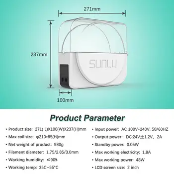 SUNLU FilaDryer S1 3D Tlač Vlákna Box Vlákna úložný box uchovávajte v suchu Najlepšie 3d tlač partner
