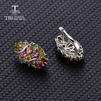 TBJ,Prírodné Brazília turmalín spona náušnice 925 sterling silver jemné šperky pre ženy manželka luxusný dizajn výročie strany darček