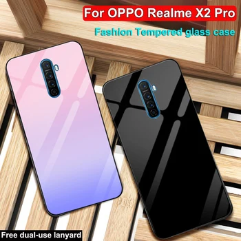 Pre OPPO Realme X2 Pro prípade X2Pro Tvrdeného Skla Pevný zadný Kryt puzdro Pre OPPO RealmeX2 Pro Real ma X2 Pro Gradient sklo prípadoch