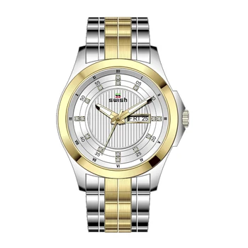 SVIŠŤANIE Módne Zlaté Hodinky Mužov Luxusné Náramkové hodinky Quartz s Nerezovej Ocele, Vodotesné Vojenské Športové Hodinky Muž Horloge 2020