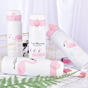 2019 NOVÉ Bpa-free 500 ML Nehrdzavejúcej ocele Prenosné Flamingo športy, baby, deti, vákuové Fľaše fľaša na vodu Flamingo termosky pohár