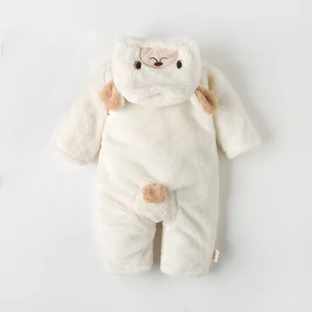 Novorodenca Romper zimné dieťa plazenie oblečenie detí zahusťovanie baránok cashmere oblečenie outwear jumpsuit dieťa bavlna kabát