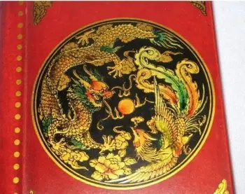 Čínske Staré Krásne Mah Jong Nastaviť v Kožený knihy Box*144 dlaždice Dlaždice / Bambusu dekorácie bronz factory zásuviek