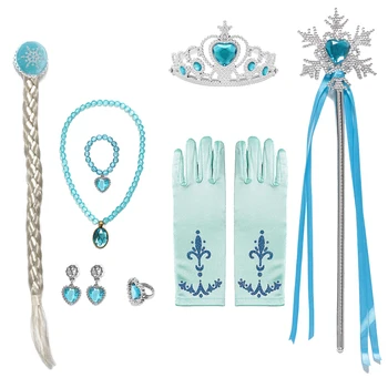 Dievčatá Elsa Príslušenstvo Rukavice Prútik Koruny Šperky Set Elsa Parochňu Opletenie pre Princezná Šaty Oblečenie Cosplay Snehová Kráľovná 2 Príslušenstvo