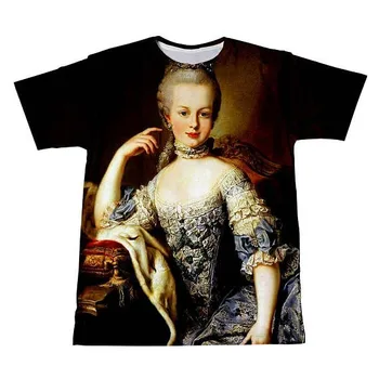 Letné Krátke Sleeve Tee Marie Antoinetter T-Shirt Ležérny Štýl Kráľovná A Gilotína T Shirt Lumbálna Topy Oblečenie