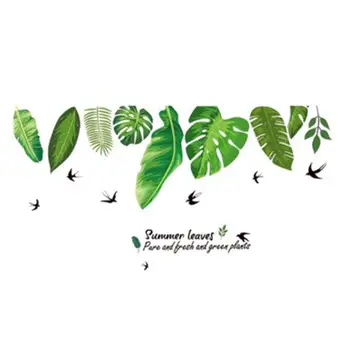 LanLan Domov Tropickej Džungli Zelené Listy Nálepky na Stenu, Dekorácie pre Obývacia Izba Reštaurácia Štúdia