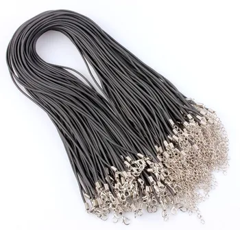 QianBei Veľkoobchod Väčšinu Veľa 30pcs čierne Gumové String Náhrdelník Kábel Háčiky Náhrdelníky Pre Ženy Darček Svadobné Šperky