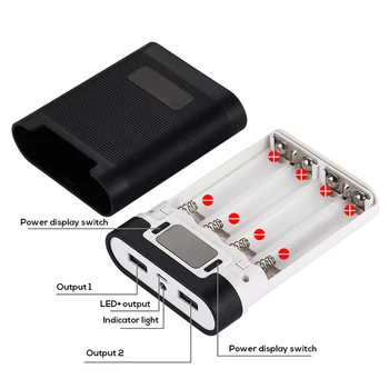 10400 MAh Dual USB PowerBank DIY Prípade Box 4x 18650 Batérie, LED Digitálny Displej Ľahká Nabíjačka Mobilného Telefónu Nabíjačku Shell Auta