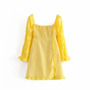 Boho sexy backless výšivky elegantné žlté šaty elegantné ženy luk letné šaty 2019 žena bežné kórejský mini šaty vestidos