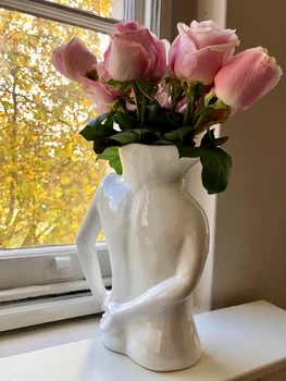 Živica Vázy Body Art Poprsie Socha Kvet Vložiť Ozdoby Matné Porcelánu Remesiel Tvorivosti Kanvica Rastlín Usporiadanie Domova
