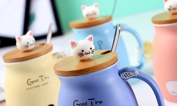 Kreatívne sezamový mačka tepelne-odolné pohár farebné kreslené s vekom 450 ml pohár mačiatko, mlieko, káva keramický hrnček deti pohár office dary