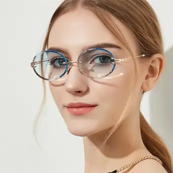 Nová Značka bez obrúčok oválne, Okrúhle slnečné Okuliare Ženy kovový rám Luxusné Feamle Odtiene Populárne Iny Slnečné okuliare lunettes de sol femme uv