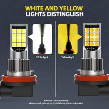 LSlight H11 H8 H9 LED Hmlové Žiarovky 3030SMD 3000K Žltá Biela 6000K Jazdy Autom Beží Lampa Auto Led Hmlové Svetlá 12V 24V