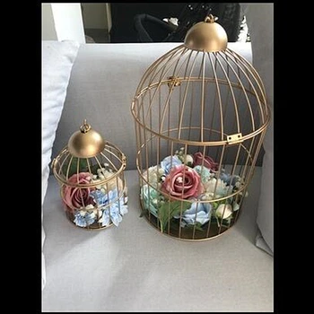 1pcs zlato Continental Železa Birdcage dekoratívne okno malej klietke svadobné ozdoby klasická klietky vtákov posteľ dekoratívny kvet