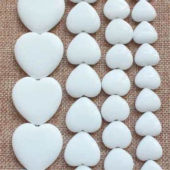 18 mm,20-35mm hladký Biely porcelán Agates Srdce tvar guľôčok Voľné Korálky 15