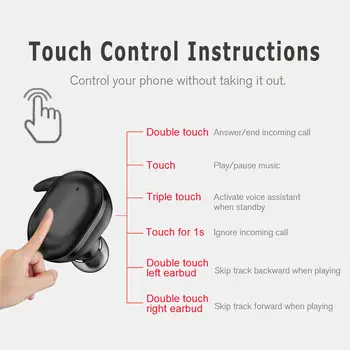 Slúchadlá Bezdrôtová TWS Šport Headsety, Slúchadlá Bluetooth sa Dotknite 5.0 Vodotesné Slúchadlá S Mikrofónom Pre iPhone Samsung Huawei