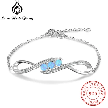 Luxusné 925 Sterling Silver Blue Opal Náramok Reťazí Kúzlo Náramky pre Ženy, Jemné Šperky, Darček pre Ženy (Lam Hub Fong)