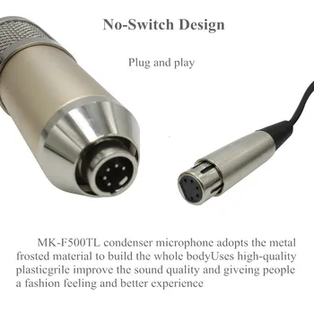 Nové MK-F500TL Mikrofón Pre Telefón Profesionálne 3,5 mm Káblové USB Chladič Štúdiový Mikrofón Na Počítači Karaoke PC Mic Stand