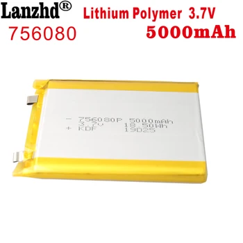 Lítium-Polymérové Batérie 756080 3,7 V 5000mAh 80*59*7mm Nabíjateľná Batéria Pre Napájanie Banka Bluetooth Reproduktorov Tabletu DVD