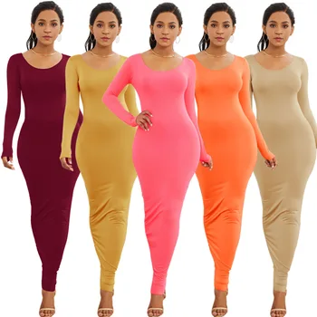 Sexy Nové Kolo Krku Módne A Pohodlné Šaty, Vesta Šaty 2020 Klesnúť Dlhý Rukáv Oblečenie Pre Ženy, Špeciálny Materiál Polyester