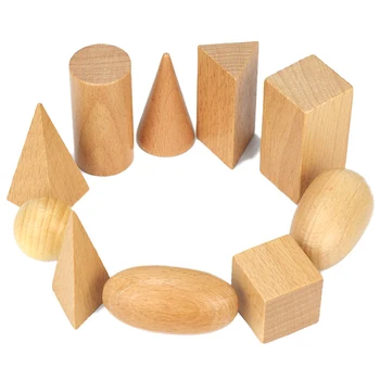 Drevené 3D Geometrické Tuhé látky Tvary Hračky Školy Domov Zdrojov Montessori Vzdelávania Vzdelávacie Matematika Hračky pre Deti Učia Darček